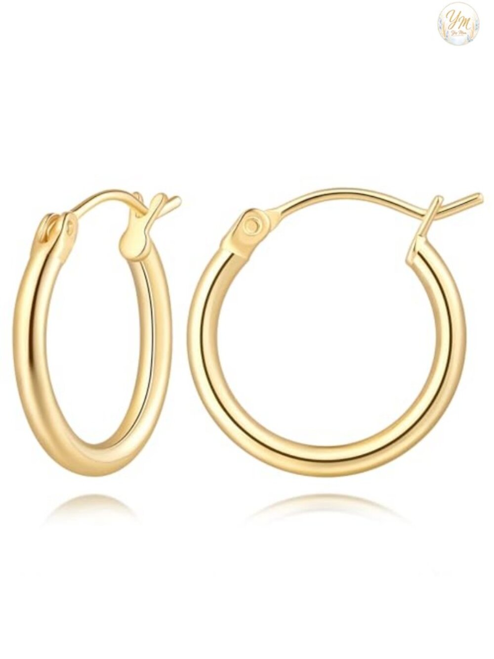 14K Gold Plated Hoop Earrings for Women Hypoallergenic Lightweight Small Huggie